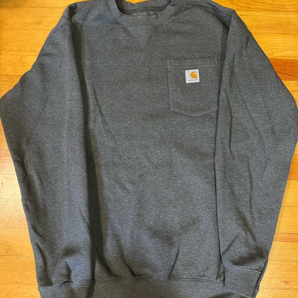 Men's Carhartt Crewneck with pocket on left chest. Dark Gray. Heavy Duty.